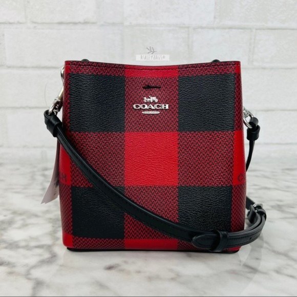 Coach Bags Coach Mini Town Bucket Bag Crossbody With Buffalo Plaid